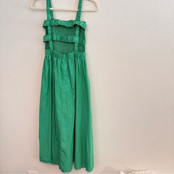 COMPANIA FANTASTICA Green Smocked Dress size M - Picture 1 of 4
